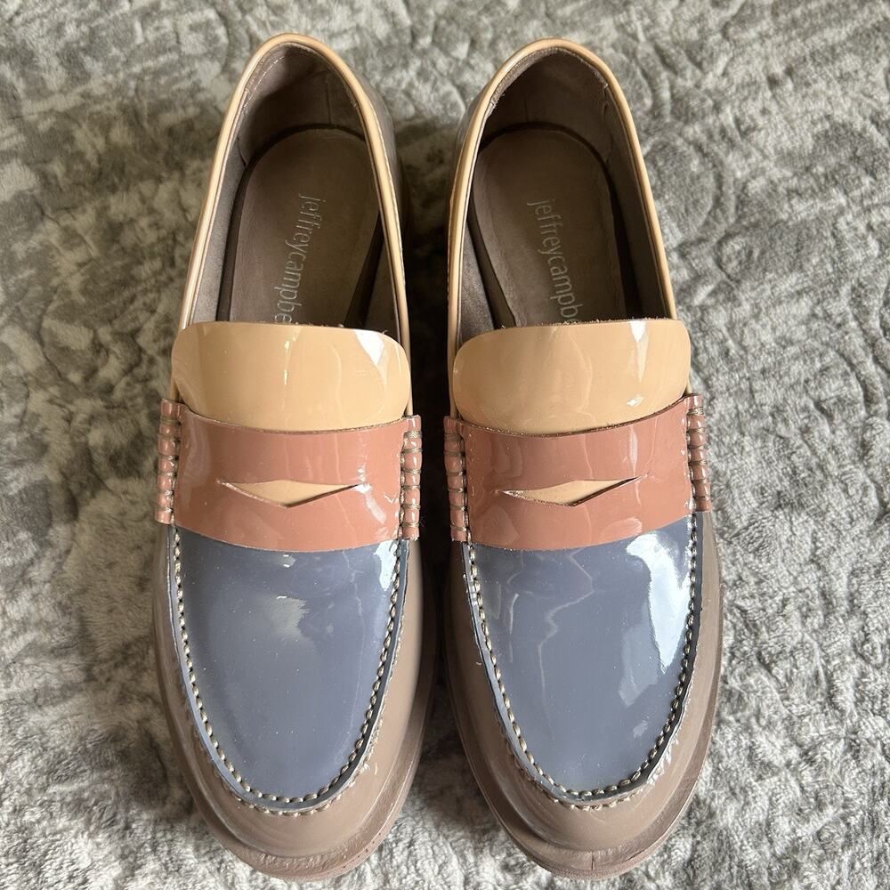 Jeffrey Campbell Lenna Taupe Patent Leather Loafers Women’s Size 6